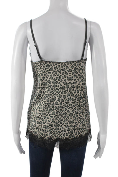 Rosemunde Women Beige Animal Print V-Neck Tank Polyester Sleeveless Size 38
