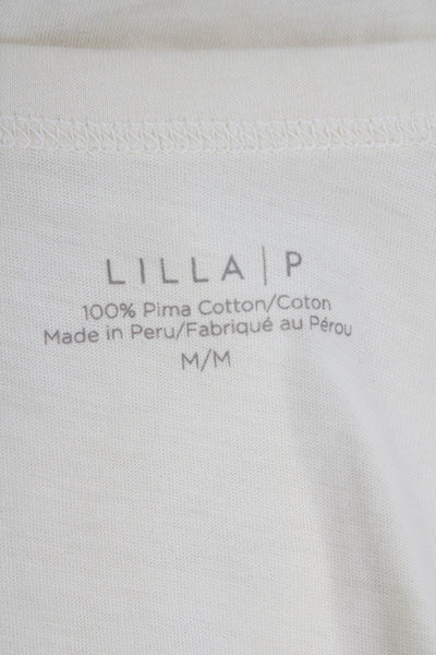 Lilla P Women Ivory Pima Cotton Scoop Neck Sleeveless Tank Basic Size M