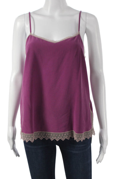 Zadig & Voltaire Womens Silk V Neck Purple Tank Sleeveless Size M