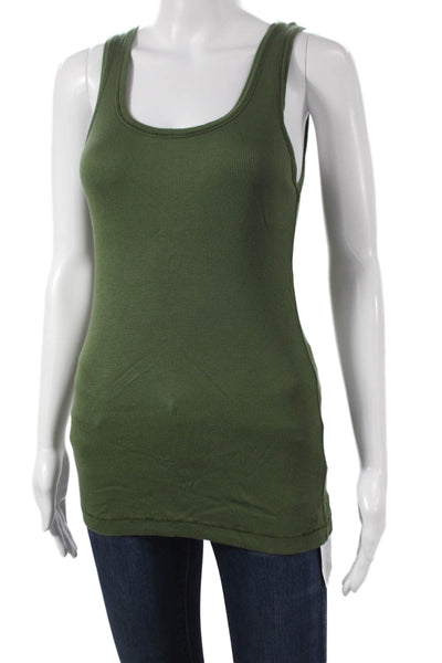 Splendid Women Basic Green Scoop Neck Sleeveless Tank Pima Cotton Modal Size L