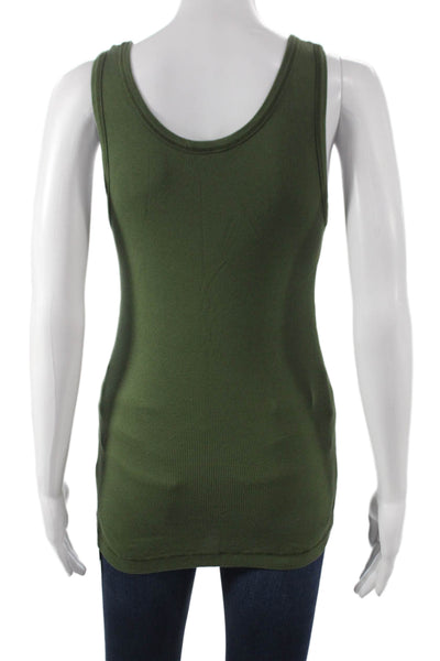 Splendid Women Basic Green Scoop Neck Sleeveless Tank Pima Cotton Modal Size L