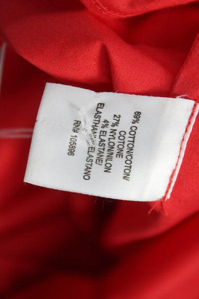 Worth Womens Collared Button Up Top Red 3/4 Sleeve Petite Size 0P