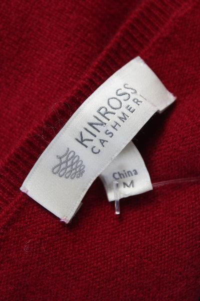 Kinross Cashmere Women Red Cashmere Scoop Neck Sleeveless Vest Sweater Size M