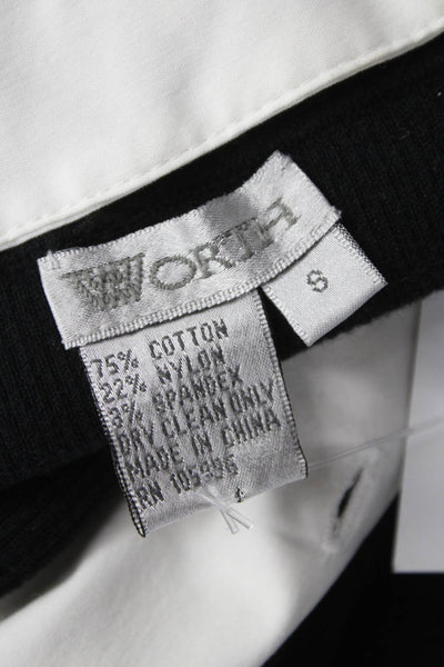 Worth Women Collared Cotton Pullover Sweater Black 3/4 Sleeve Size S