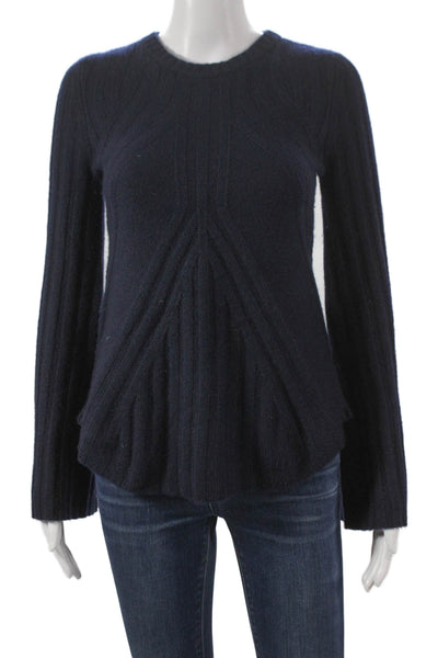 Autumn Cashmere Womens Cashmere Pullover Sweater Blue Round Neck Size XS