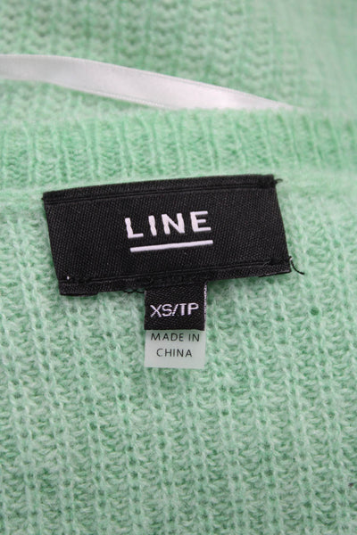 Line Womens Cashmere V-Neck Pullover Sweater Green Long Sleeve Size XS