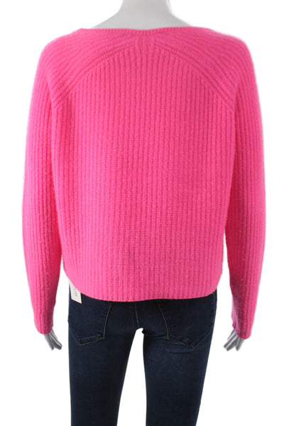 360 Sweater Womens Cashmere Boat Neck Pullover Sweater Pink Long Sleeve Size S