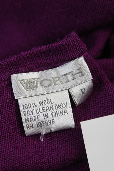 Worth Womens Purple Wool Boat Neck Pullover Sweater Short Sleeve Size 0P