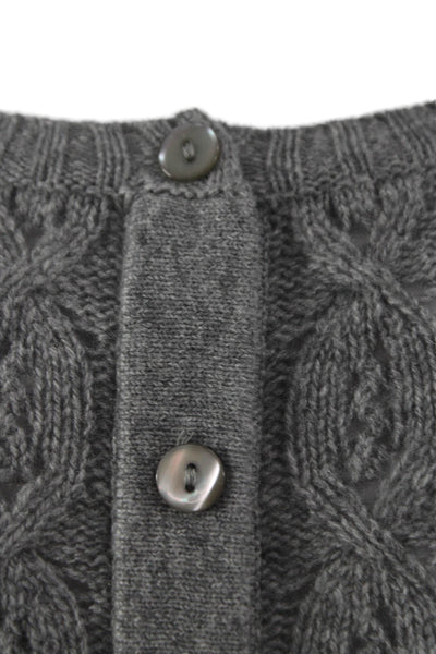 Autumn Cashmere Women Gray Pullover Sweater Round Neck 3/4 Sleeve Size S
