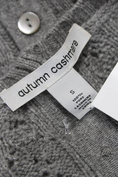 Autumn Cashmere Women Gray Pullover Sweater Round Neck 3/4 Sleeve Size S