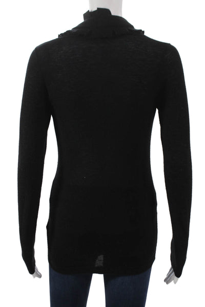 Magaschoni Women Pullover Sweater Cowl Neck Long Sleeve Black 3% Wool Size S