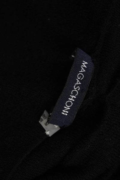 Magaschoni Women Pullover Sweater Cowl Neck Long Sleeve Black 3% Wool Size S