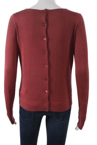 Theory Womens Pullover Sweater Red Viscose Blend Long Sleeve Round Neck Size 0P