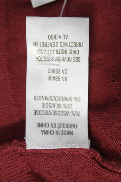 Theory Womens Pullover Sweater Red Viscose Blend Long Sleeve Round Neck Size 0P