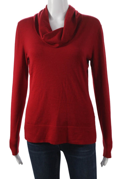 Lafayette 148 New York Women Red Pullover Cowl Neck Wool Size S