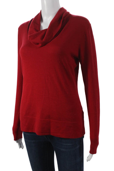 Lafayette 148 New York Women Red Pullover Cowl Neck Wool Size S