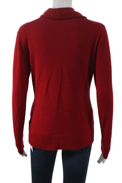 Lafayette 148 New York Women Red Pullover Cowl Neck Wool Size S