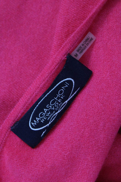 Magaschoni Women Cashmere Boat Neck Pullover Sweater Pink 3/4 Sleeve Size M