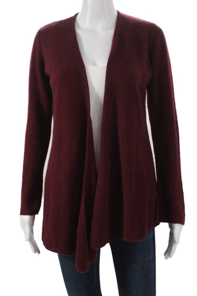 Minnie Rose Womens Cashmere Red V Neck Cardigan Long Sleeve Size S