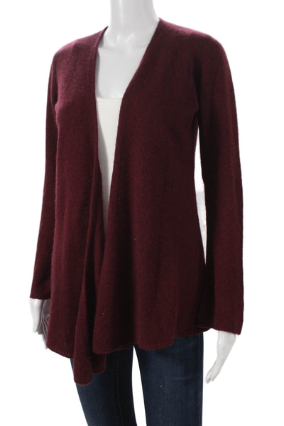Minnie Rose Womens Cashmere Red V Neck Cardigan Long Sleeve Size S