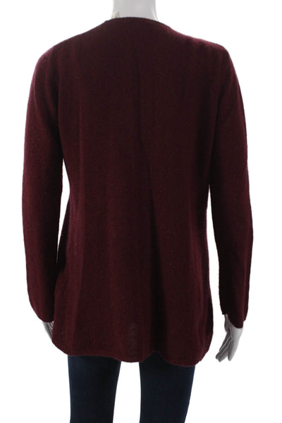 Minnie Rose Womens Cashmere Red V Neck Cardigan Long Sleeve Size S