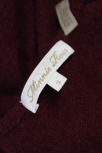 Minnie Rose Womens Cashmere Red V Neck Cardigan Long Sleeve Size S