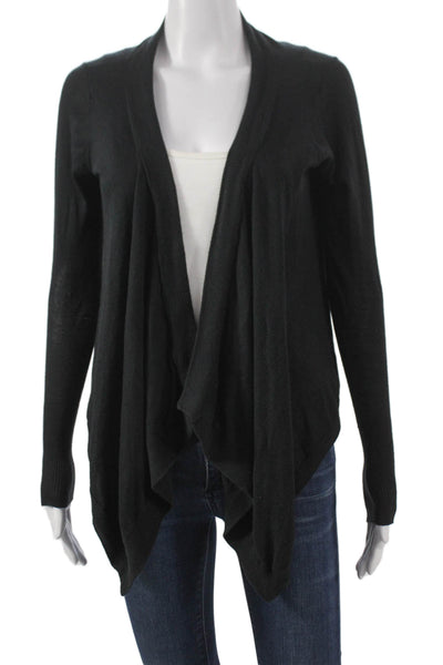 Elie Tahari Womens Cardigan Black V-Neck 85% Silk Long Sleeve Size M