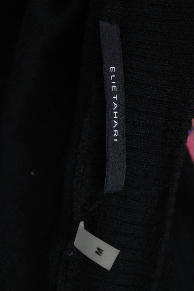 Elie Tahari Womens Cardigan Black V-Neck 85% Silk Long Sleeve Size M