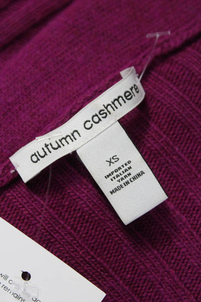 Autumn Cashmere Womens Purple Striped Collared Cashmere Cardigan Size XS