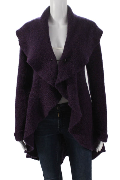Lafayette 148 New York Women Purple V Neck Wool Blend Cardigan Size S