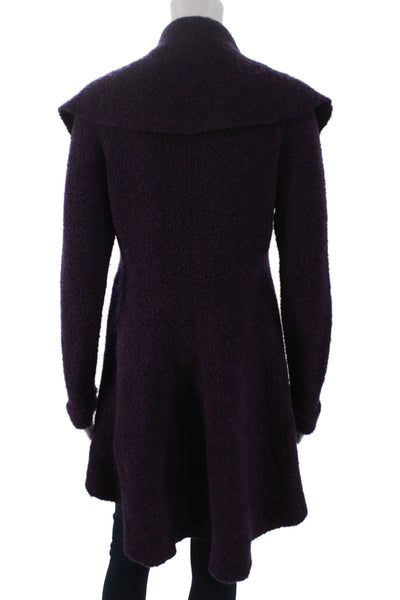 Lafayette 148 New York Women Purple V Neck Wool Blend Cardigan Size S