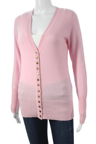 Kier + J Womens Pink Cashmere V-Neck Cardigan Long Sleeve Size S