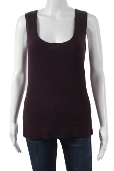 Kinross Cashmere Women Purple 100%Cashmere Scoop Neck Sleeveless Pullover Size M