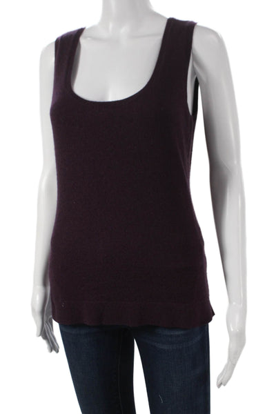 Kinross Cashmere Women Purple 100%Cashmere Scoop Neck Sleeveless Pullover Size M