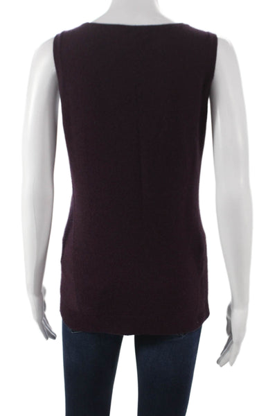 Kinross Cashmere Women Purple 100%Cashmere Scoop Neck Sleeveless Pullover Size M