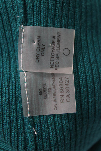 Magaschoni Women Basic Sleeveless Scoop Neck Silk Cashmere Tank Green Size XS
