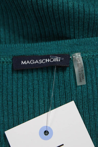 Magaschoni Women Basic Sleeveless Scoop Neck Silk Cashmere Tank Green Size XS