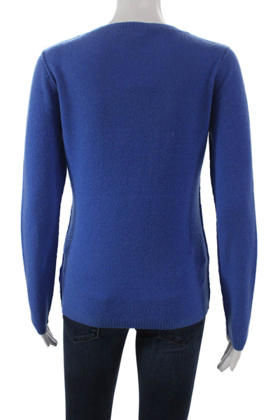 Kier + J Womens Cashmere Crew Neck Pullover Sweater Blue Long Sleeve Size S