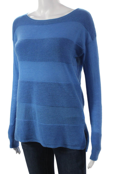 Vince Women Pullover Blue Striped Boat Neck Long Sleeve Wool Size XS