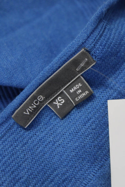 Vince Women Pullover Blue Striped Boat Neck Long Sleeve Wool Size XS