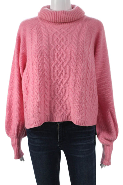 Adam Lippes Women Turtleneck Pullover Sweater Pink Cashmere Blend Size S