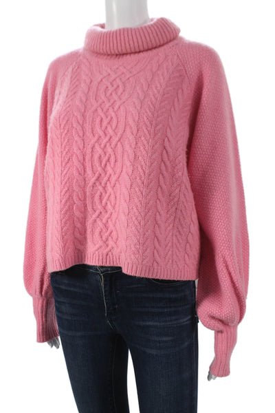 Adam Lippes Women Turtleneck Pullover Sweater Pink Cashmere Blend Size S