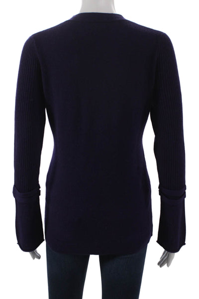 Kinross Cashmere Womens V-Neck Pullover Purple Long Sleeve Size S