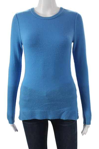 Autumn Cashmere Women Pullover Sweater Crew Neck Blue Long Sleeve Size S