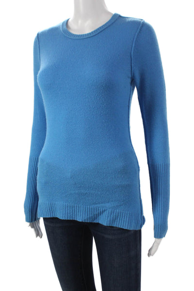 Autumn Cashmere Women Pullover Sweater Crew Neck Blue Long Sleeve Size S