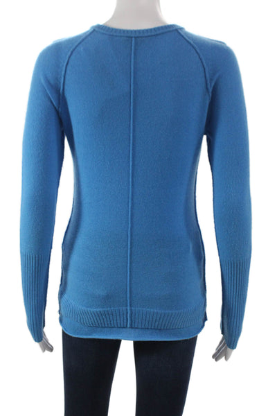 Autumn Cashmere Women Pullover Sweater Crew Neck Blue Long Sleeve Size S