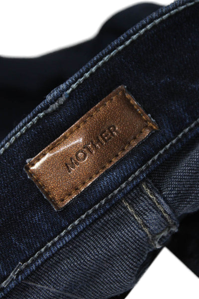 Mother Womens Skinny Jeans Blue Cotton Blend High Rise Size 26