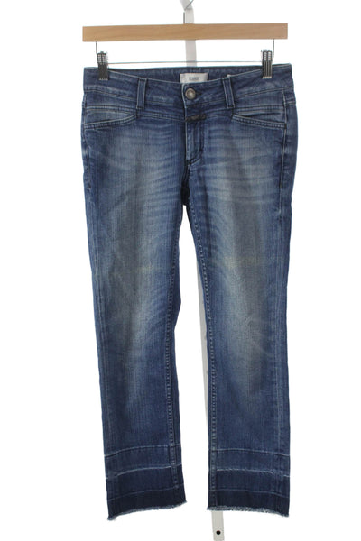 Closed Womens Jeans Ankle Mid-Rise Blue Button Cotton Size 25