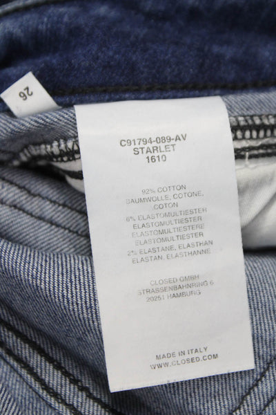 Closed Womens Jeans Ankle Mid-Rise Blue Button Cotton Size 25