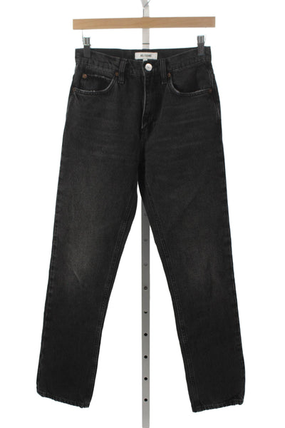 Re/Done Womens Black Straight Jeans Mid Rise 100% Cotton Size 24